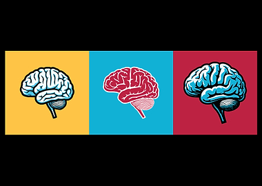 Three Brain Illustrations on Colorful Backgrounds
