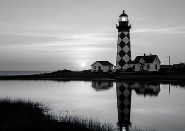 Lighthouse Reflection at Sunset