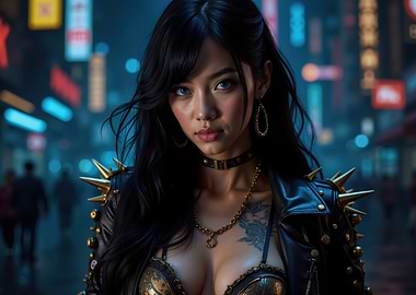 Cyberpunk Woman in Spiked Jacket