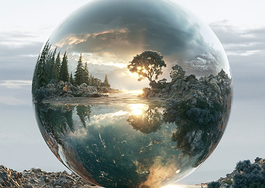 Crystal Ball Landscape Reflection