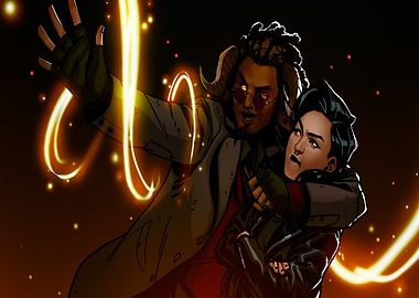 Two characters with magical energy