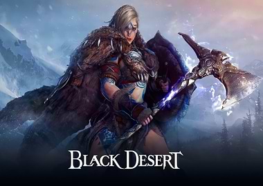 Black Desert Warrior with Axe and Shield