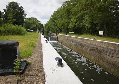 Canal Lock with Flowing Water