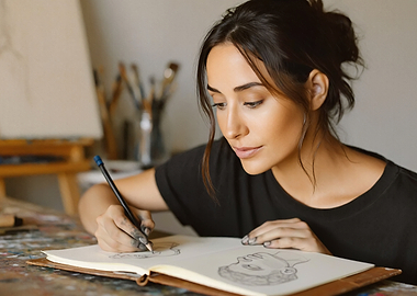 Artist sketching in a studio