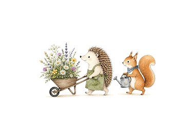 Hedgehog and Squirrel Gardening