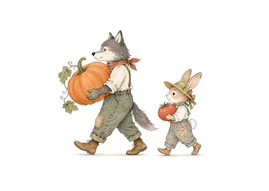 Wolf and Rabbit with Harvest