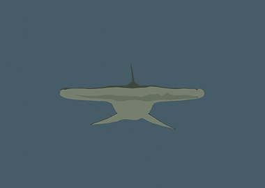 Oceanic Minimalism Hammerhead Shark Navy Blue Art