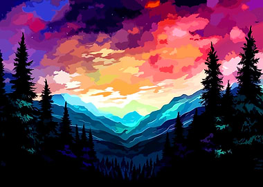Vibrant Mountain Sunset