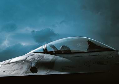 Fighter Jet Cockpit Under Stormy Skies