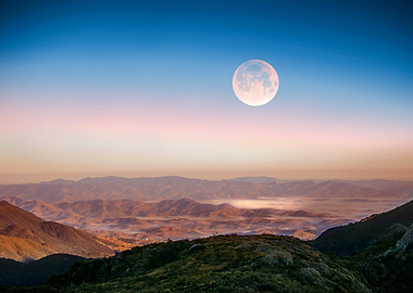 Moonlit Mountain Landscape