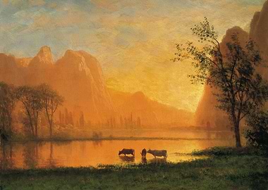 Sundown at Yosemite painted by Albert Bierstadt