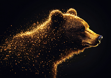 Golden Bear Dissolving into Particles