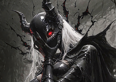 Dark Fantasy Warrior with Red Eyes