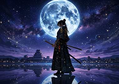 Samurai Under the Full Moon