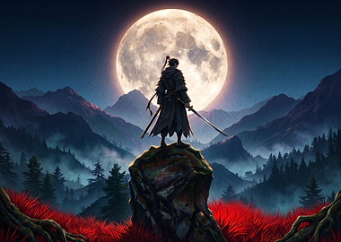 Samurai Under the Full Moon