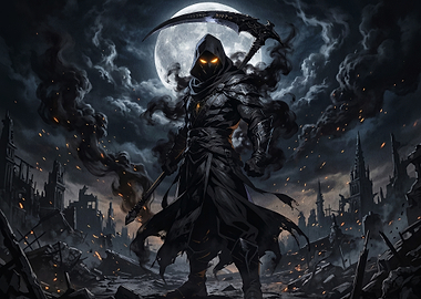 Grim Reaper in a Ruined City