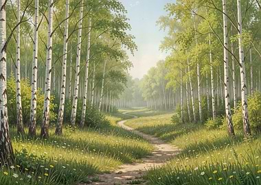 Birch Forest Path