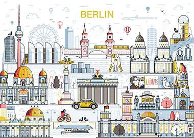 Berlin Panoramic Skyline Illustration