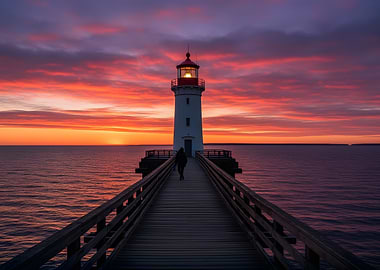 Lighthouse at Sunset
