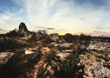 Rocky landscape at sunset