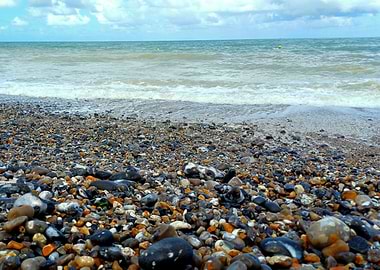 Pebble Beach with Ocean Waves