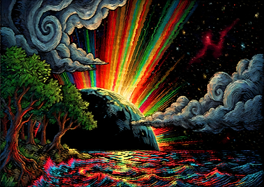 Cosmic Sunrise Over Water