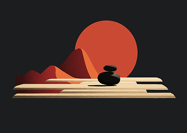Zen stones and desert sunset