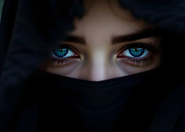 Mysterious Eyes Behind Black Veil