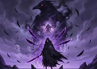 Dark Fantasy Crow and Warrior