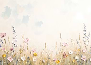 Textured Floral Meadow Painting