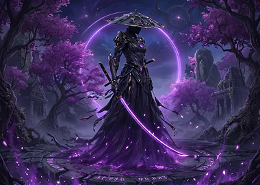 Mysterious Samurai Warrior with Glowing Katana