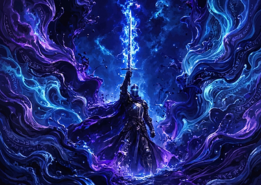 Knight with glowing sword