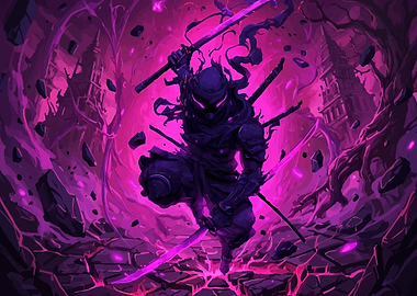 Shadow Ninja with Glowing Swords