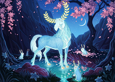 Magical Forest Spirit and Bunnies
