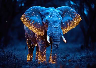 Magical Glowing Elephant in Forest