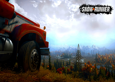 SnowRunner Game Truck in Autumn Landscape