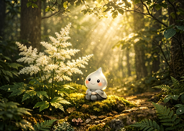 Cute character in a magical forest