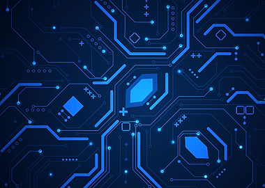 Abstract Blue Circuit Board Background