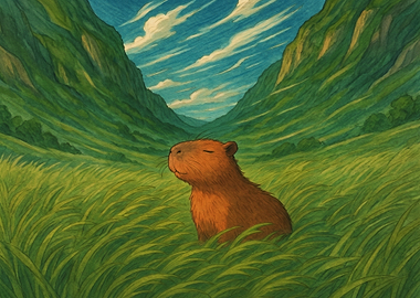 Capybara in a Grassy Valley
