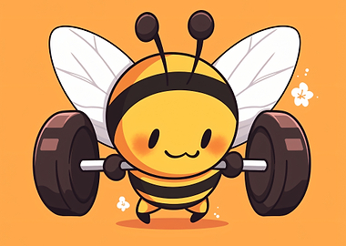 Cute Bee Lifting Weights