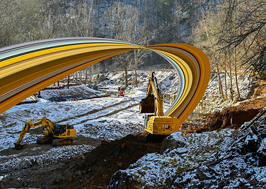 Winter excavators Pixel Stretch Art
