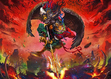 Mythical Eagle Warrior with Spear
