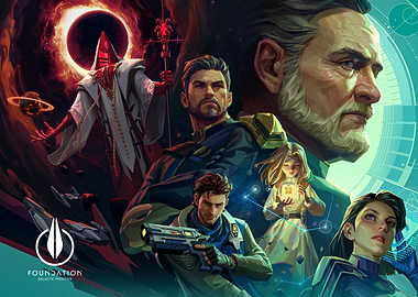 Foundation Sci-Fi Characters and Cosmic Scene