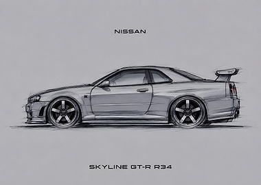 Nissan Skyline GT-R R34 Sketch