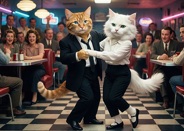 Cats Dancing in a Diner