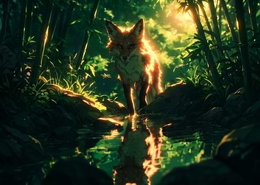 Fox in a Bamboo Forest