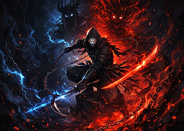 Ninja Warrior with Dual Scythes