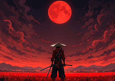 Samurai Under a Blood Moon