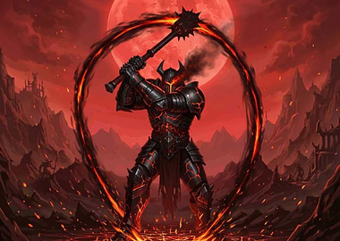 Fiery Knight with Spiked Mace