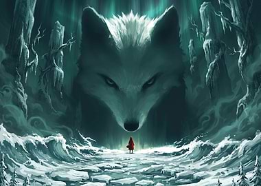 Little Red Riding Hood meets giant wolf
